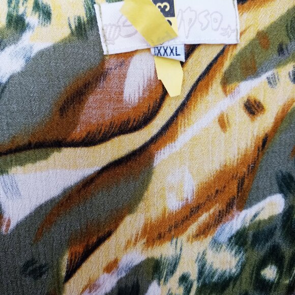 Vintage 90s animal yellow print maxi dress sleeveless Plus Size 3X - Picture 4 of 6